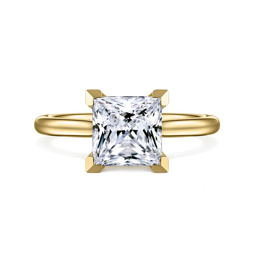 14K Yellow Gold Princess Cut Solitaire Diamond Engagement Ring