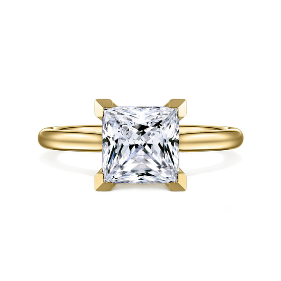 Gabriel - 14K Yellow Gold Princess Cut Solitaire Diamond Engagement Ring