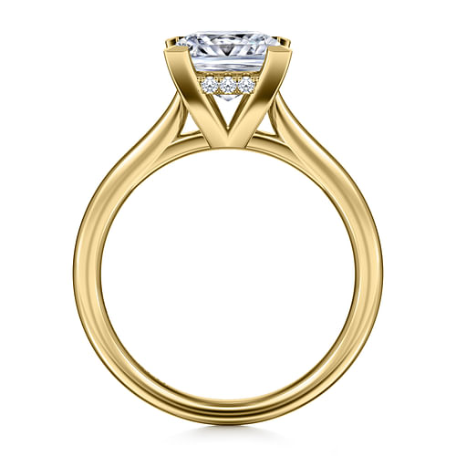 14K Yellow Gold Princess Cut Solitaire Diamond Engagement Ring