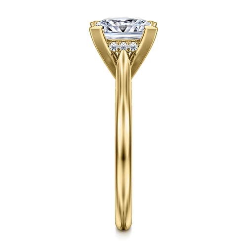 14K Yellow Gold Princess Cut Solitaire Diamond Engagement Ring