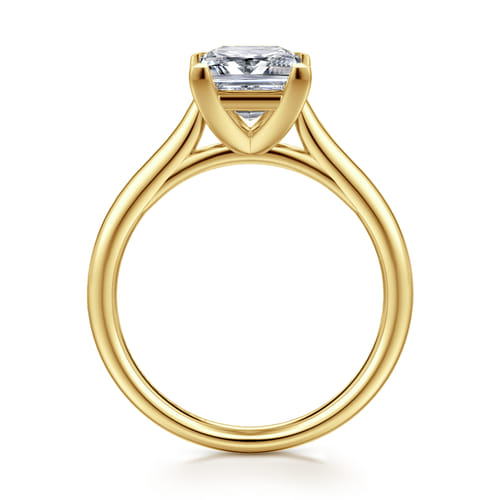 14K Yellow Gold Princess Cut Solitaire Diamond Engagement Ring