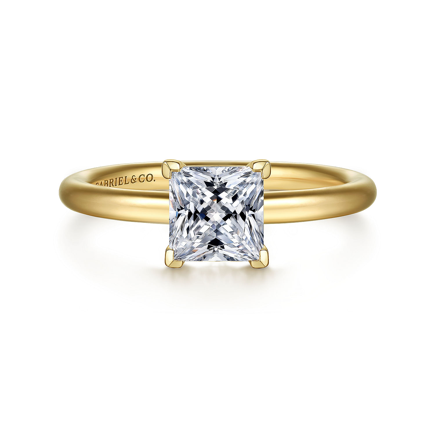 14K Yellow Gold Princess Cut Solitaire Engagement Ring