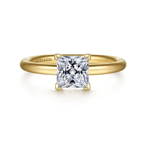 14K Yellow Gold Princess Cut Solitaire Engagement Ring
