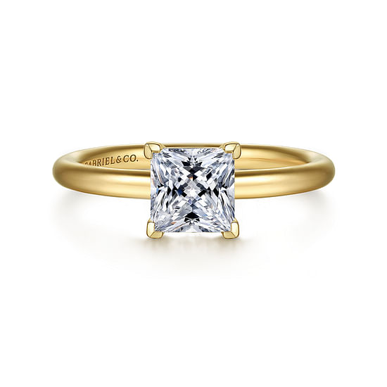 Gabriel - 14K Yellow Gold Princess Cut Solitaire Engagement Ring