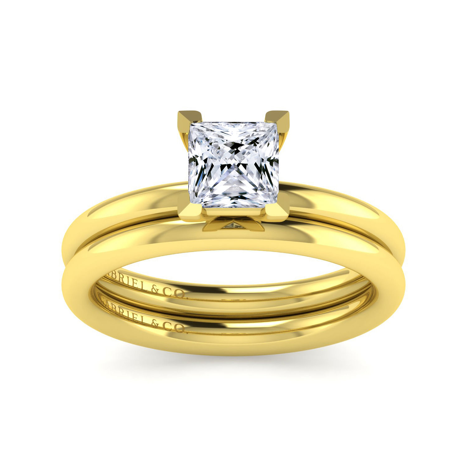 14K Yellow Gold Princess Cut Solitaire Engagement Ring