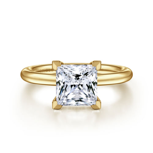 14K Yellow Gold Princess Cut Solitaire Engagement Ring