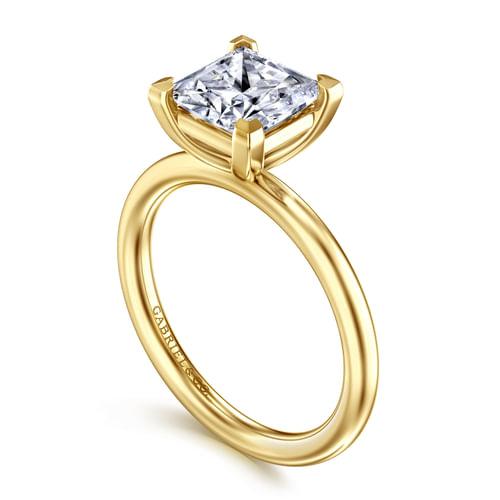 14K Yellow Gold Princess Cut Solitaire Engagement Ring