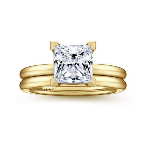 14K Yellow Gold Princess Cut Solitaire Engagement Ring