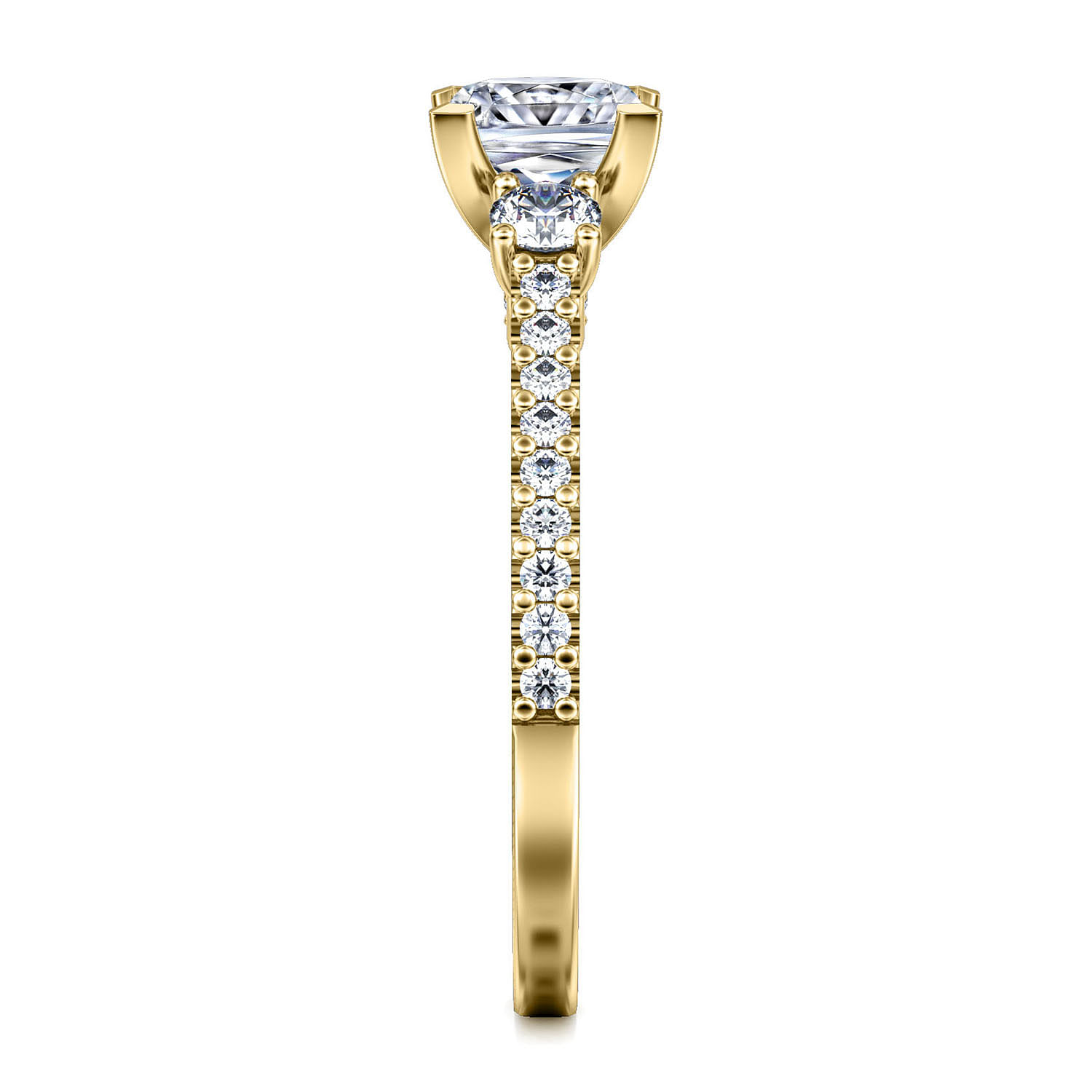 14K Yellow Gold Princess Cut Three Stone Diamond Engagement Ring