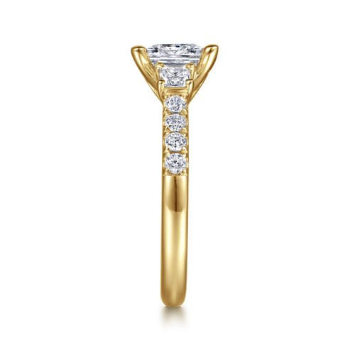 14K Yellow Gold Princess Cut Three Stone Diamond Engagement Ring