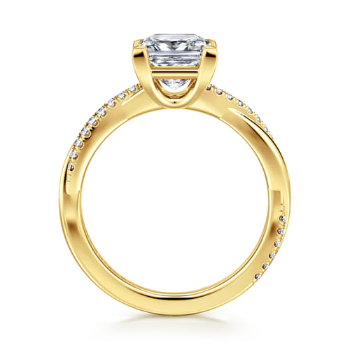 14K Yellow Gold Princess Cut Twisted Diamond Engagement Ring