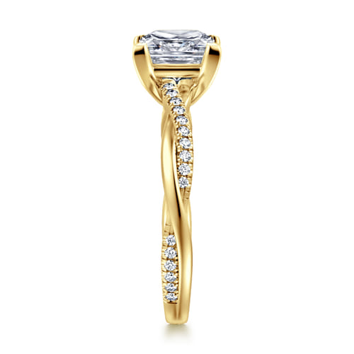 14K Yellow Gold Princess Cut Twisted Diamond Engagement Ring