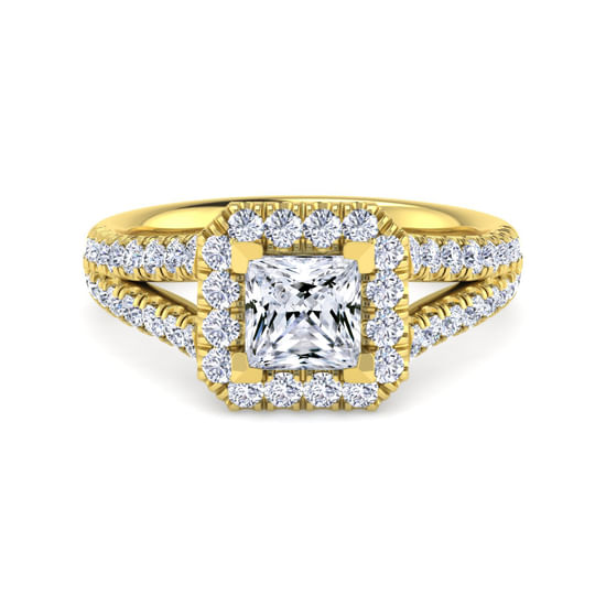 Gabriel - 14K Yellow Gold Princess Halo Diamond Engagement Ring
