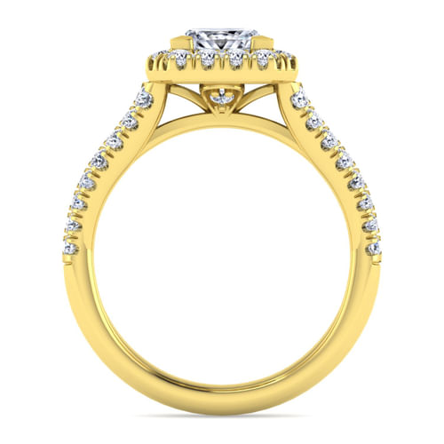 14K Yellow Gold Princess Halo Diamond Engagement Ring