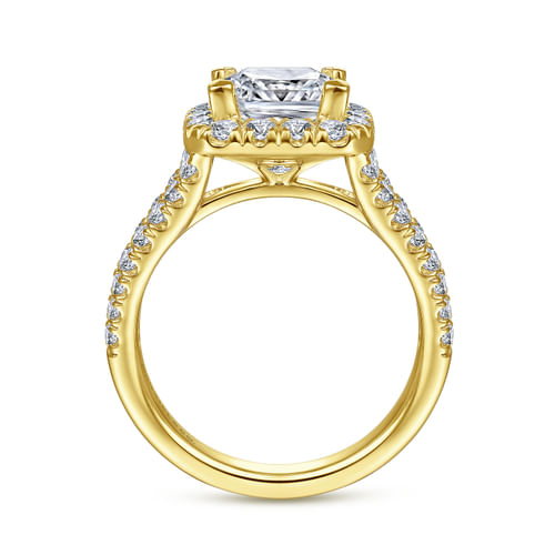 14K Yellow Gold Princess Halo Diamond Engagement Ring