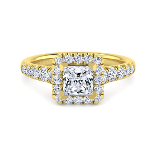 14K Yellow Gold Princess Halo Diamond Engagement Ring 14K Yellow Gold Princess Halo Diamond Engagement Ring