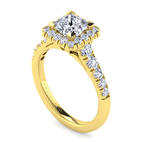 14K Yellow Gold Princess Halo Diamond Engagement Ring 14K Yellow Gold Princess Halo Diamond Engagement Ring