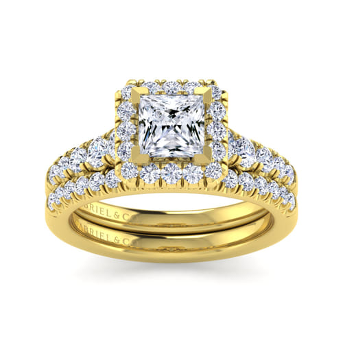 14K Yellow Gold Princess Halo Diamond Engagement Ring 14K Yellow Gold Princess Halo Diamond Engagement Ring