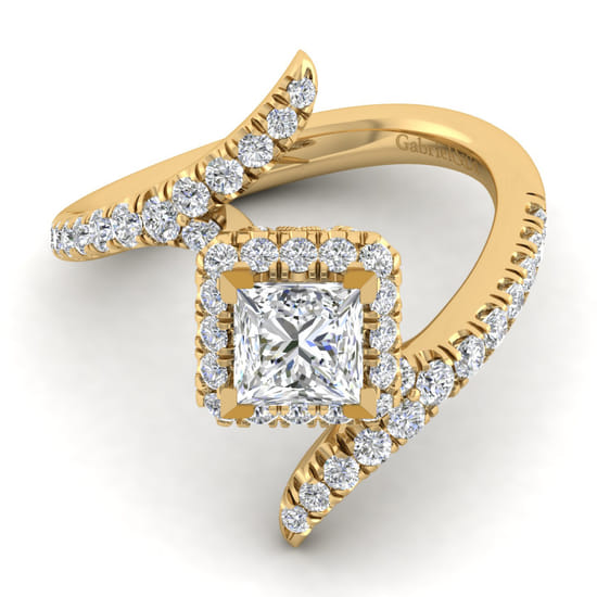 Gabriel - 14K Yellow Gold Princess Halo Diamond Engagement Ring