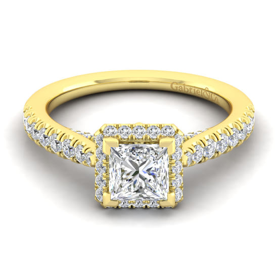 Gabriel - 14K Yellow Gold Princess Halo Diamond Engagement Ring