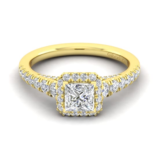Gabriel - 14K Yellow Gold Princess Halo Diamond Engagement Ring