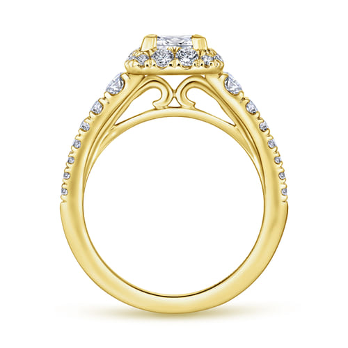 14K Yellow Gold Princess Halo Diamond Engagement Ring