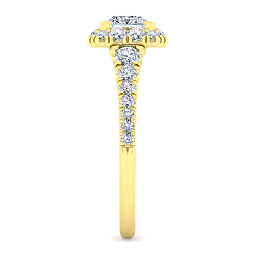 14K Yellow Gold Princess Halo Diamond Engagement Ring