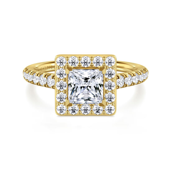 Gabriel - 14K Yellow Gold Princess Halo Diamond Engagement Ring