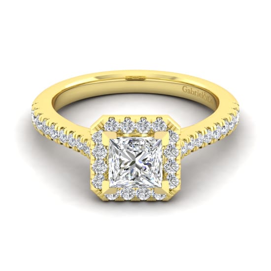 Gabriel - 14K Yellow Gold Princess Halo Diamond Engagement Ring