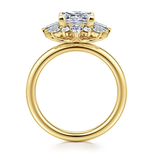 14K Yellow Gold Princess Halo Diamond Engagement Ring