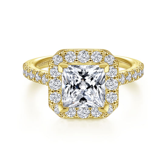Gabriel - 14K Yellow Gold Princess Halo Diamond Engagement Ring