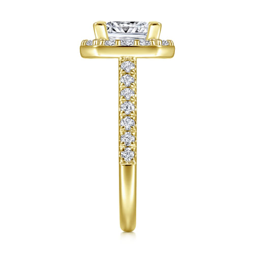 14K Yellow Gold Princess Halo Diamond Engagement Ring