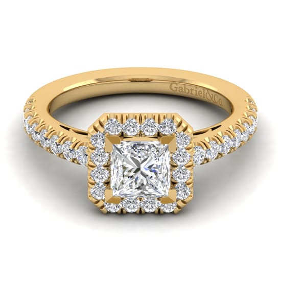 Gabriel - 14K Yellow Gold Princess Halo Diamond Engagement Ring Gabriel - 14K Yellow Gold Princess Halo Diamond Engagement Ring