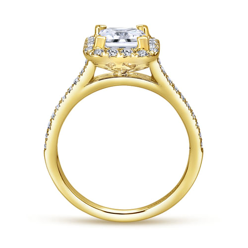 14K Yellow Gold Princess Halo Diamond Engagement Ring