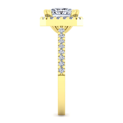 14K Yellow Gold Princess Halo Diamond Engagement Ring