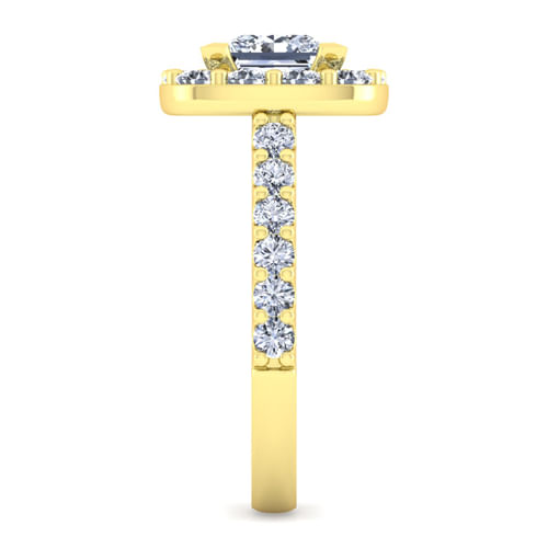 14K Yellow Gold Princess Halo Diamond Engagement Ring