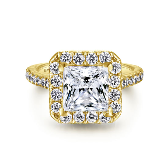 Gabriel - 14K Yellow Gold Princess Halo Diamond Engagement Ring
