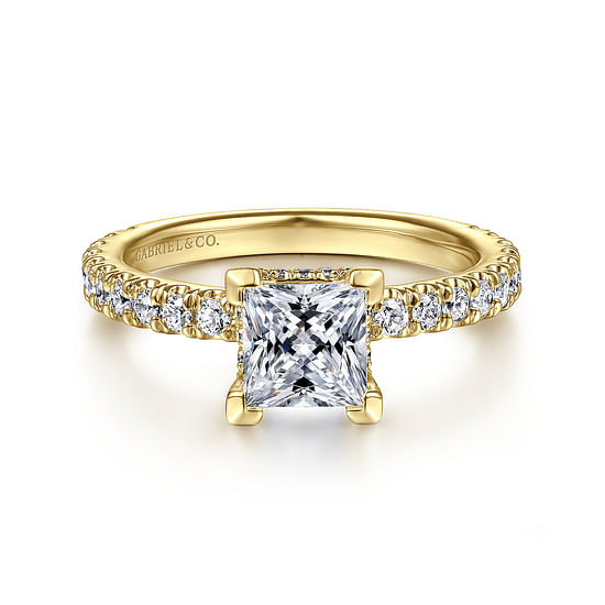 Gabriel - 14K Yellow Gold Princess Hidden Halo Diamond Engagement Ring