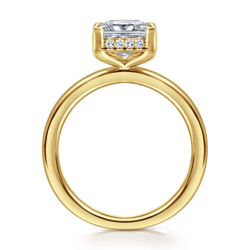 14K Yellow Gold Princess Hidden Halo Diamond Engagement Ring