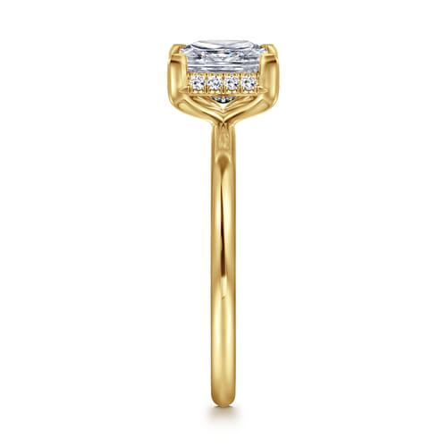 14K Yellow Gold Princess Hidden Halo Diamond Engagement Ring
