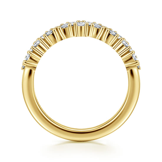 14K Yellow Gold Prong Marquise and Round Diamond Anniversary Band angle 2