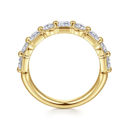 14K Yellow Gold Prong Princess Cut and Round Diamond Anniversary Band angle 2