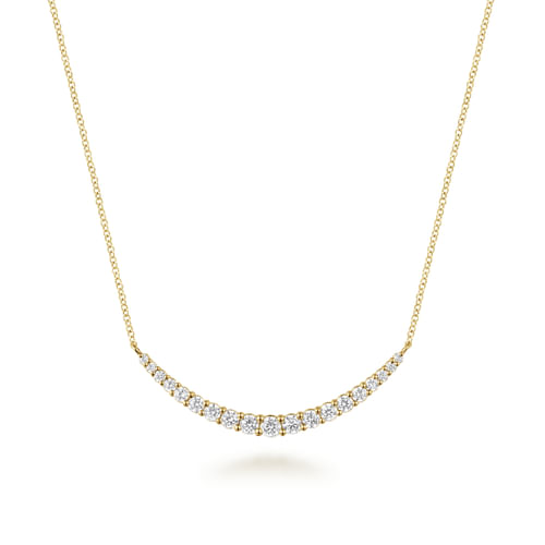 14K Yellow Gold Prong Set Diamond Bar Necklace
