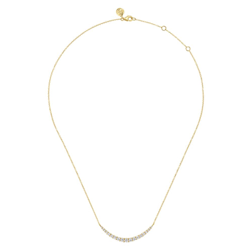 14K Yellow Gold Prong Set Diamond Bar Necklace