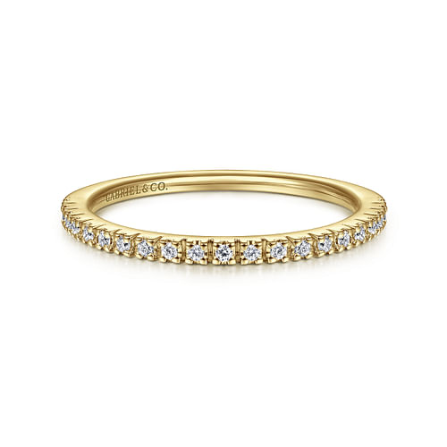 14K Yellow Gold Prong Set Diamond Wedding Band