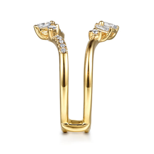 14K Yellow Gold Prong Set Fancy Diamond Ring Enhancer
