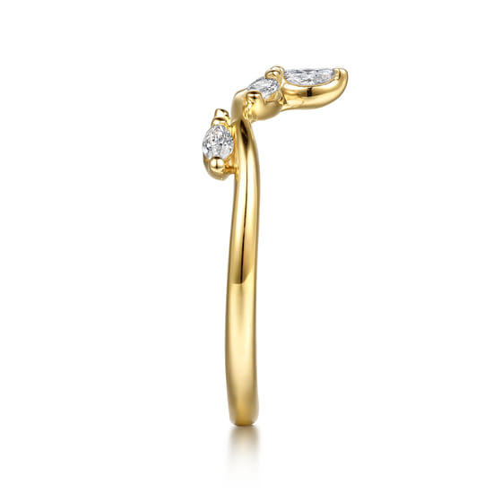 14K Yellow Gold Prong Set Marquise Diamond Anniversary Band angle 4