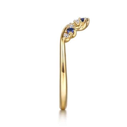 14K Yellow Gold Prong Set Sapphire and Diamond Anniversary Band