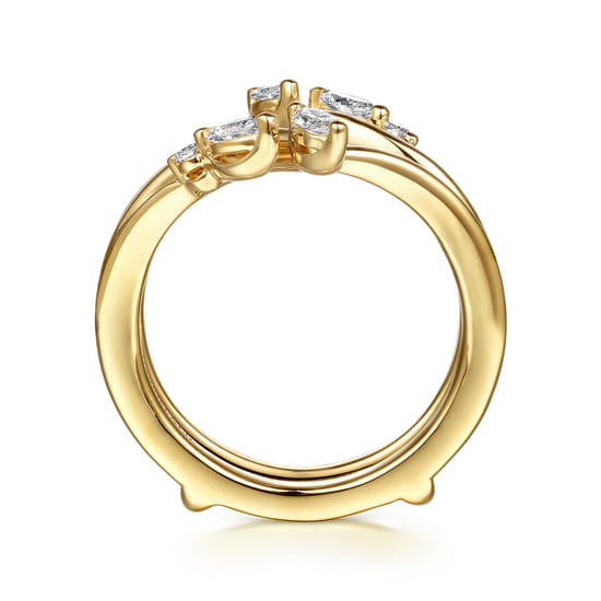 14K Yellow Gold Prong set Marquise and Round Diamond Ring Enhancer angle 2