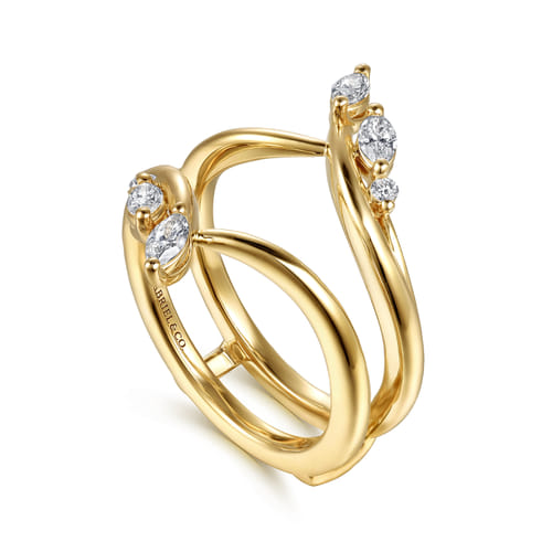14K Yellow Gold Prong set Marquise and Round Diamond Ring Enhancer 14K Yellow Gold Prong set Marquise and Round Diamond Ring Enhancer